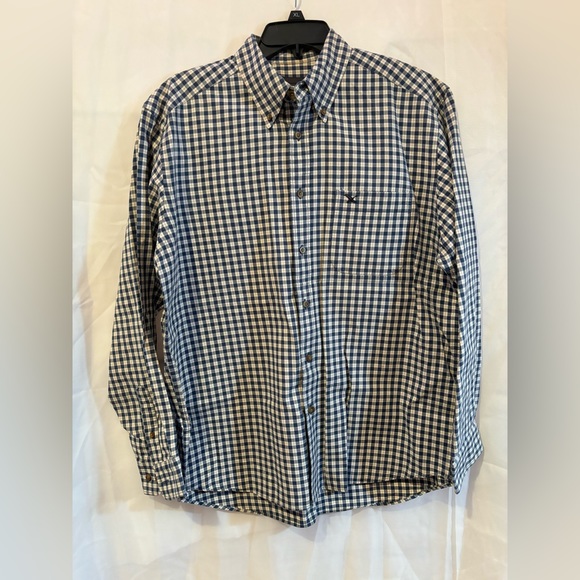 Eddie Bauer M Button Down Shirt Mens‎ Blue and White Check 100% Cotton - Picture 1 of 7